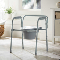 Commode Chair McKesson Fixed Arm Steel Frame Seat Lid Back 16.6 to 22.5 Inch 146-11148-4 Case/4 MCK BRAND 1088075_CS