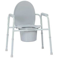 Commode Chair McKesson Fixed Arm Steel Frame Steel Back Bar / Removable / Seat Lid Back 16 to 21.75 Inch 146-11105N-4 Each/1 MCK BRAND 1073634_EA