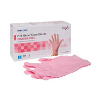 Exam Glove McKesson Pink Nitrile NonSterile Pink Powder Free Nitrile Ambidextrous Textured Fingertips Not Chemo Approved Large 14-6NPNK6 Box/250 MCK BRAND 1065403_BX