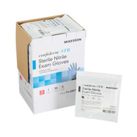 Exam Glove McKesson Confiderm STR Sterile Pair Blue Powder Free Nitrile Ambidextrous Textured Fingertips Not Chemo Approved Small 14-6NSTR2 Case/200 MCK BRAND 1065405_CS