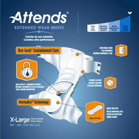 Adult Incontinent Brief AttendsExtended Wear Tab Closure X-Large Disposable Heavy Absorbency DDEW40 Case/56 ATTENDS HEALTHCARE PRODUCTS 1078992_CS
