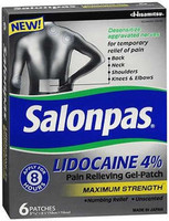 Pain Relief Salonpas 4% Strength Patch 6 per Box 3572567 Box/6 US PHARMACEUTICAL DIVISION/MCK 1052670_BX