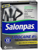 Pain Relief Salonpas 4% Strength Patch 6 per Box 3572567 Box/6 US PHARMACEUTICAL DIVISION/MCK 1052670_BX