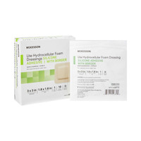 Thin Silicone Foam Dressing McKesson Lite 3 X 3 Inch Square Silicone Gel Adhesive with Border Sterile 4872 Box/10 MCK BRAND 1083089_BX