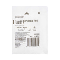 Fluff Bandage Roll McKesson Gauze 6-Ply 2-1/4 Inch X 3 Yard Roll Sterile 16-4062 Roll/1 MCK BRAND 1056324_RL