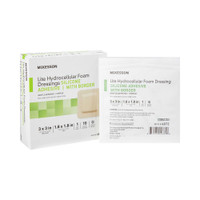 Thin Silicone Foam Dressing McKesson Lite 3 X 3 Inch Square Silicone Gel Adhesive with Border Sterile 4872 Each/1 MCK BRAND 1083089_EA