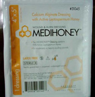 Calcium Alginate Dressing MEDIHONEY 4 X 5 Inch Rectangle Calcium Alginate / Active Leptospermum Honey Sterile 31045 Case/50 MCK BRAND 702990_CS