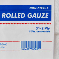 Bandage Roll Dukal Cotton Gauze 2-Ply 3 Inch Roll NonSterile 403 Case/96 DUKAL CORPORATION 661766_CS