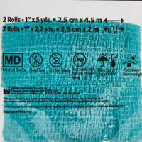 Cohesive Bandage Co-Flex NL 1 Inch X 5 Yard Standard Compression Self-adherent Closure Teal / Blue / White / Purple / Green NonSterile 5100RB Case/30 ANDOVER COATED PRODUCTS INC 627155_CS