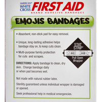Adhesive Strip American White Cross First Aid 3/4 X 3 Inch Plastic Rectangle Kid Design Emojis Sterile 15606 Case/1200 DUKAL CORPORATION 1052945_CS