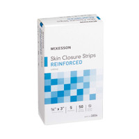 Skin Closure Strip McKesson 1/8 X 3 Inch Nonwoven Material Reinforced Strip White 3006 Box/50 MCK BRAND 876305_BX