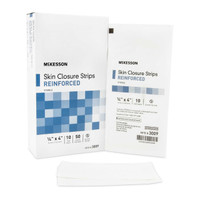 Skin Closure Strip McKesson 1/4 X 4 Inch Nonwoven Material Reinforced Strip White 3009 Box/50 MCK BRAND 876308_BX
