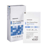 Skin Closure Strip McKesson 1/4 X 4 Inch Nonwoven Material Reinforced Strip White 3009 Case/200 MCK BRAND 876308_CS