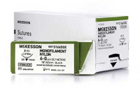 Suture with Needle McKesson Nonabsorbable Black Monofilament Nylon Size 6-0 18 Inch Suture 1-Needle 16 mm 3/8 Circle Reverse Cutting Needle S1665GX Box/12 MCK BRAND 1034500_BX