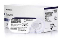 Suture with Needle McKesson Nonabsorbable Blue Monofilament Polypropylene Size 4-0 18 Inch Suture 1-Needle 19 mm 3/8 Circle Reverse Cutting Needle S8682GX Box/12 MCK BRAND 1034519_BX