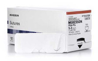 Suture with Needle McKesson Absorbable Undyed Monofilament Polyglycolic Acid / PCL Size 5-0 18 Inch Suture 1-Needle 13 mm 3/8 Circle Reverse Cutting Needle SY493GX Box/12 MCK BRAND 1034541_BX