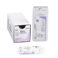 Suture with Needle Coated Vicryl Absorbable Undyed Braided Polyglactin 910 Size 3-0 18 Inch Suture 1-Needle 19 mm 3/8 Circle Precision Point - Reverse Cutting Needle J497G Box/12 PC SOURCING 101274_BX