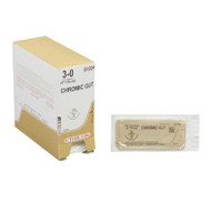 Suture with Needle Absorbable Undyed Chromic Gut Size 3-0 27 Inch Suture 1-Needle 26 mm 1/2 Circle Taper Point Needle G122H Box/36 JOHNSON & JOHNSON ETHICON 2163_BX