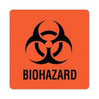 Pre-Printed Label UAL Warning Label Fluorescent Red Paper Biohazard / Symbol Black Biohazard 6 X 6 Inch ULBH051 Pack/1 48400ENR United Ad Label 860645_PK