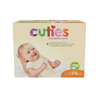 Unisex Baby Diaper Cuties Complete Care Size 1 Disposable Heavy Absorbency CCC11 Case/176 183-I80-09153G-S First Quality 1102736_CS