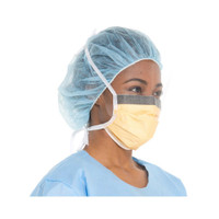 Surgical Mask with Eye Shield FluidShield Anti-fog Foam Pleated Tie Closure One Size Fits Most Orange NonSterile ASTM Level 3 Adult 48247 Box/25 M29 O&M Halyard Inc 282581_BX