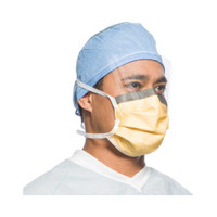 Surgical Mask with Eye Shield FluidShield Anti-fog Foam Pleated Tie Closure One Size Fits Most Orange NonSterile ASTM Level 3 Adult 48247 Box/25 M29 O&M Halyard Inc 282581_BX