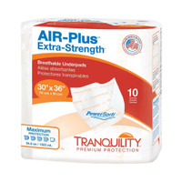Disposable Underpad Tranquility® AIR-Plus Extra-Strength 30 x 36 Inch Powersorb® Material Heavy Absorbency 2711 Bag of 10 700P Tranquility® AIR-Plus Extra-Strength 816458_BG