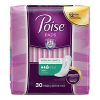 Bladder Control Pad Poise Light Absorbency Absorb-Loc Core One Size Fits Most Adult Female Disposable 51668 Case/120 GLLF2502 Kimberly Clark 1160343_CS