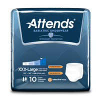 Unisex Adult Absorbent Underwear Attends Bariatric Pull On with Tear Away Seams 3X-Large Disposable Heavy Absorbency AU60 Pack/10 55000 ATTENDS HEALTHCARE PRODUCTS 1184056_PK