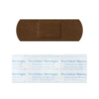 Adhesive Strip Tru-Colour3/4 X 2-1/5 Inch Fabric Rectangle Dark Brown Sterile TCB-PB1500 Box/1500 65652-516 Tru-Colour Products LLC 1183080_BX