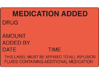 Pre-Printed Label Shamrock Anesthesia Label Fluorescent Red MEDICATION ADDED / DRUG / AMOUNT / ADDED BY / DATE TIME / THIS LABEL MUST BE AFFIXED TO ALL INFUSION / FLUIDS CONTAINING ADDITIONAL MEDICATION Black Medication Instruction 1-1/2 X 2-1/2 Inch 146-RTL10306 Shamrock Scientific 296574_RL