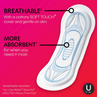 Feminine Pad U by Kotex Security Maxi Regular Absorbency 49061 Case/144 104 Kimberly Clark 1094706_CS