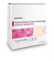 Foam Dressing McKesson 7 X 7 Inch Square Acrylic Adhesive with Border Sterile 16-4673 Box/10 601M04 MCK BRAND 1138301_BX