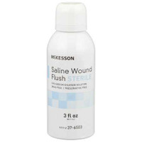 Saline Wound Flush McKesson 3 oz. Spray Can Sterile USP Normal Saline Sterile 0.9% Sodium Chloride 37-6503 Each/1 345400 MCK BRAND 1103071_EA