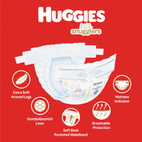 Unisex Baby Diaper Huggies Little Snugglers Size 1 Disposable Moderate Absorbency 49695 Case/128 7305D-632 Kimberly Clark 1128672_CS
