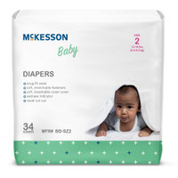Unisex Baby Diaper McKesson Size 2 Disposable Moderate Absorbency BD-SZ2 Case/4 321 MCK BRAND 1144475_CS