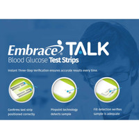 Blood Glucose Test Strips Embrace50 Strips per Box Talking For EmbraceBlood Glucose System APX03AB0303 Box/1 83-908BLK-42 Omnis Health 1125169_BX