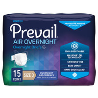 Unisex Adult Incontinence Brief Prevail Air™ Overnight Size 3 Disposable Heavy Absorbency NGX-014 Bag/15