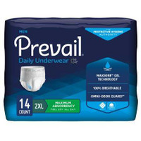 Male Adult Absorbent Underwear Prevail Men s Daily Underwear Pull On with Tear Away Seams 2X-Large Disposable Heavy Absorbency PUM-517 Bag/14 12359 First Quality 1131098_BG