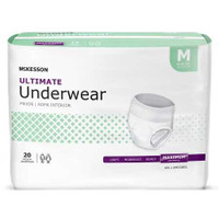Unisex Adult Absorbent Underwear McKesson Pull On with Tear Away Seams Medium Disposable Heavy Absorbency UW33851 Case/80 30-1806 MCK BRAND 1123835_CS