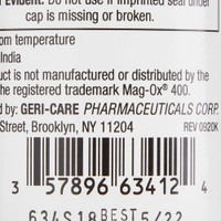 Mineral Supplement Geri-Care Magnesium Oxide 400 mg Strength Tablet 120 per Bottle 634-12-GCP Case/12 1626W MCK BRAND 852545_CS