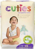 Unisex Baby Diaper Cuties Complete Care Size 5 Disposable Heavy Absorbency CCC05 Case/100 1860S First Quality 1102732_CS