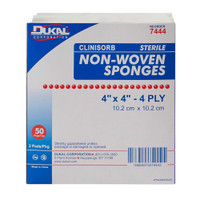 Nonwoven Sponge Clinisorb Polyester / Rayon 4-Ply 4 X 4 Inch Square Sterile 7444 Pack/1 14920-XLWH Dukal 785904_PK
