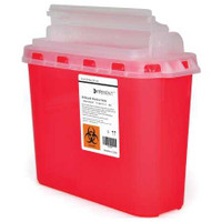 Sharps Container McKesson Prevent 11 H X 12 W X 4-3/4 D Inch 5.4 Quart Red Base / Translucent Lid Horizontal Entry Counter Balanced Door Lid 2269 Each/1 19125510 MCK BRAND 854862_EA