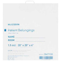 Patient Belongings Bag McKesson 4 X 20 X 20 Inch Polyethylene Snap Closure White 30471100 Each/1 221800160 MCK BRAND 447757_EA