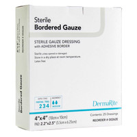 Adhesive Dressing DermaRiteBordered Gauze 4 X 4 Inch Gauze Square White Sterile 00262E Each/1 59292 DermaRite Industries 867882_EA