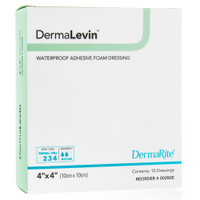 Foam Dressing DermaLevin4 X 4 Inch Square Adhesive with Border Sterile 00280E Box/10 3755/D-1PK DermaRite Industries 896849_BX