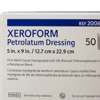 Petrolatum Impregnated Dressing Xeroform5 X 9 Inch Gauze Bismuth Tribromophenate / Petrolatum Sterile DKC20068 Box/50 421580 Derma Sciences 381904_BX