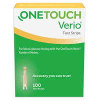 Blood Glucose Test Strips OneTouch Verio 100 Strips per Box Our smallest sample size ever at 0.4 Microliter and fast results in just 5 seconds For OneTouch Verio Family of Meters 022898 Case/2400 1.08E+13 LIFESCAN 1076324_CS