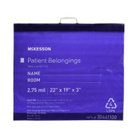 Patient Belongings Bag McKesson 3 X 19 X 22 Inch Polyethylene Snap Closure Blue 30441100 Each/1 114623 MCK BRAND 447755_EA